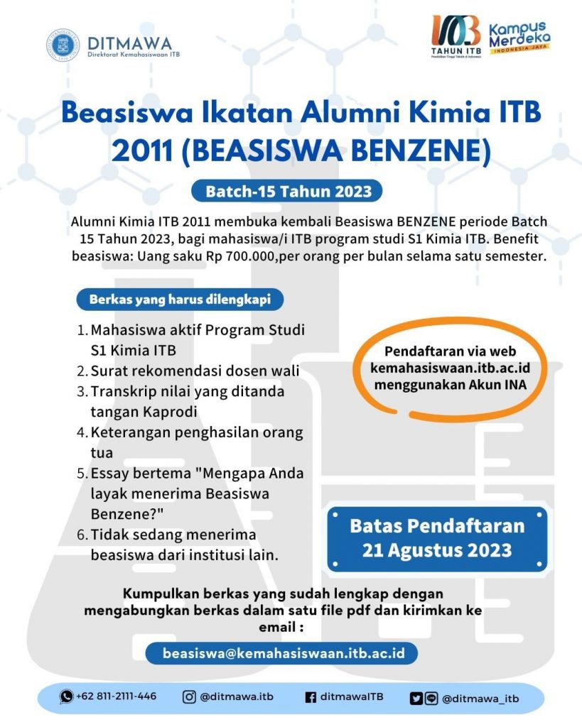 Beasiswa Iaki Itb Batch Tahun Program Studi Kimia Itb