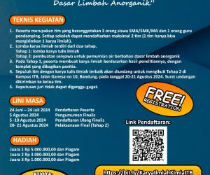 Lomba Karya Ilmiah Kimia ITB: “Senyawa untuk Pemurnian Air Berbahan Dasar Limbah Anorganik”